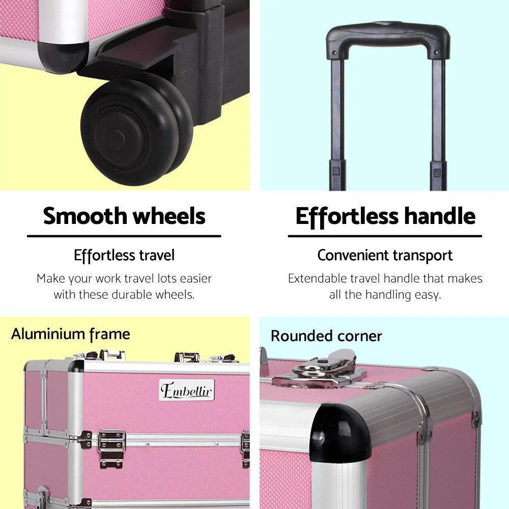 Embellir 7 in 1 Portable Cosmetic Beauty Makeup Trolley - Pink