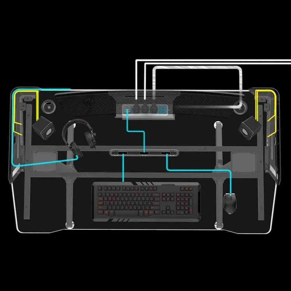 Eureka Ergonomic 44" I1 ERK-ZX-I1-BK Black Curve Design PC Gaming Table