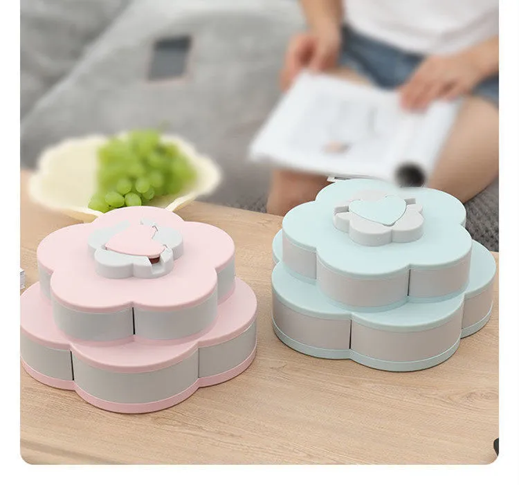 European style split petals rotating fruit box candy tray