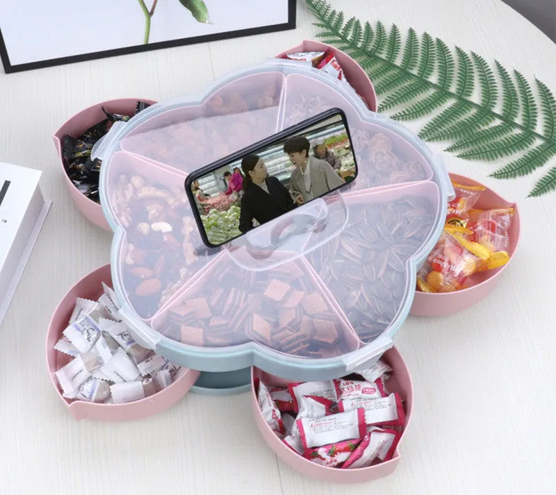 European style split petals rotating fruit box candy tray