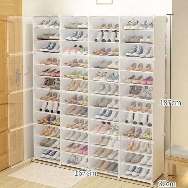 Fold Plastic Shoe Boxes Thickened Transparent Stackable Shoe Organizer