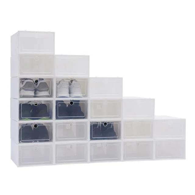 Fold Plastic Shoe Boxes Thickened Transparent Stackable Shoe Organizer