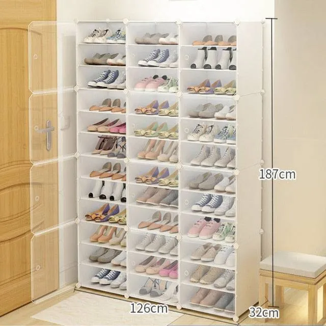 Fold Plastic Shoe Boxes Thickened Transparent Stackable Shoe Organizer
