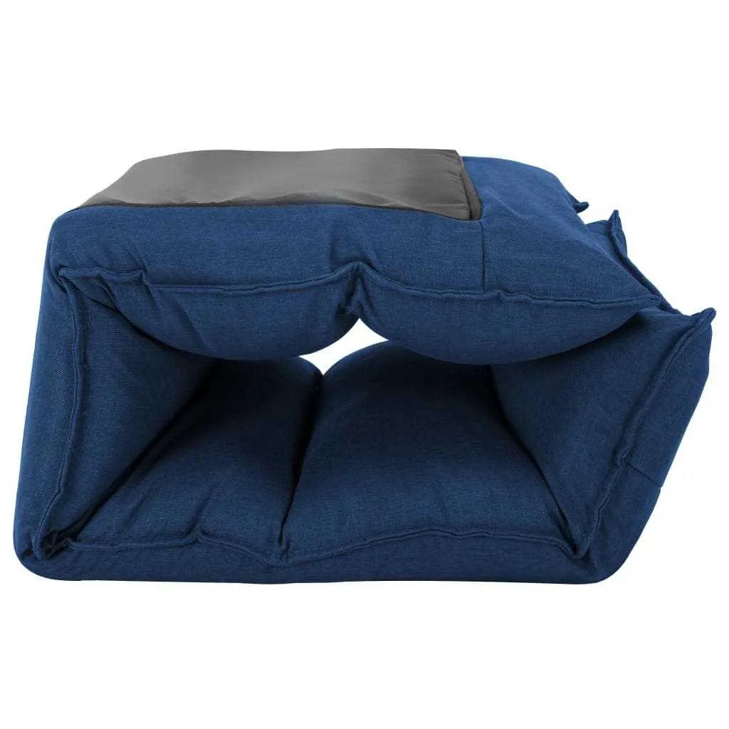 Folding Floor Chair Blue Fabric