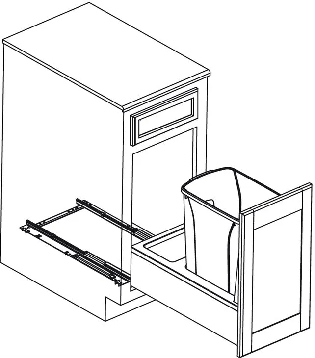 Hafele Bottom Mount KV Wood Frame Single Waste Bin Pull Out