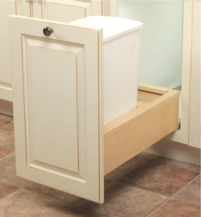 Hafele Bottom Mount KV Wood Frame Single Waste Bin Pull Out