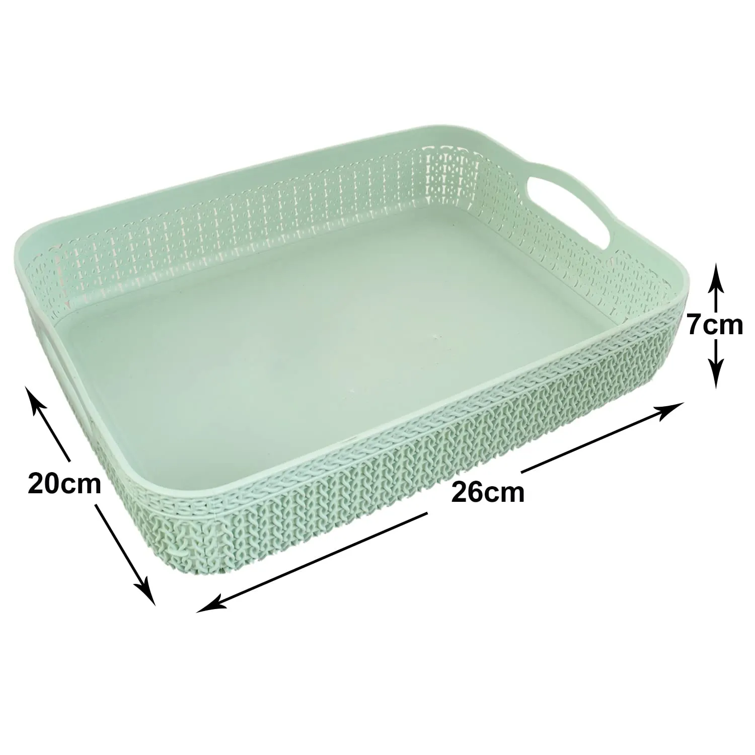 Heart Home Q-3 Multiuses Designer Unbreakable Plastic Storage Basket/Organizer/Bin For Home, Kitchen, Bathroom, Office Use Pack of 3 (Brown & Green & Coffee)-50HH01521