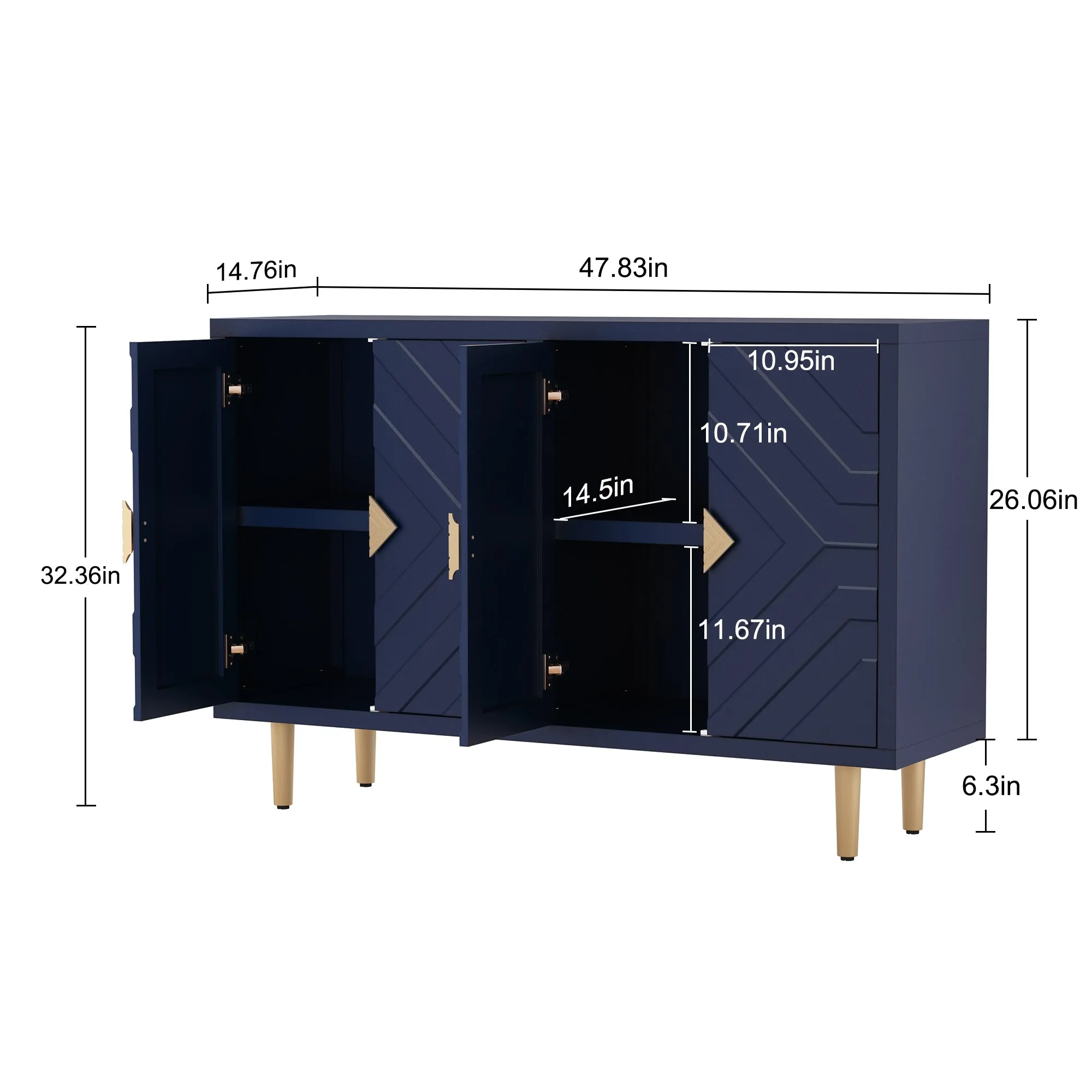 HLR Blue Modern Accent Cabinet Decorative Embossed Pattern Doors Sideboard Buffet Credenza with Storage  Stylish Storage for Living Room, Kitchen, Dining & Hallway