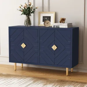 HLR Blue Modern Accent Cabinet Decorative Embossed Pattern Doors Sideboard Buffet Credenza with Storage  Stylish Storage for Living Room, Kitchen, Dining & Hallway