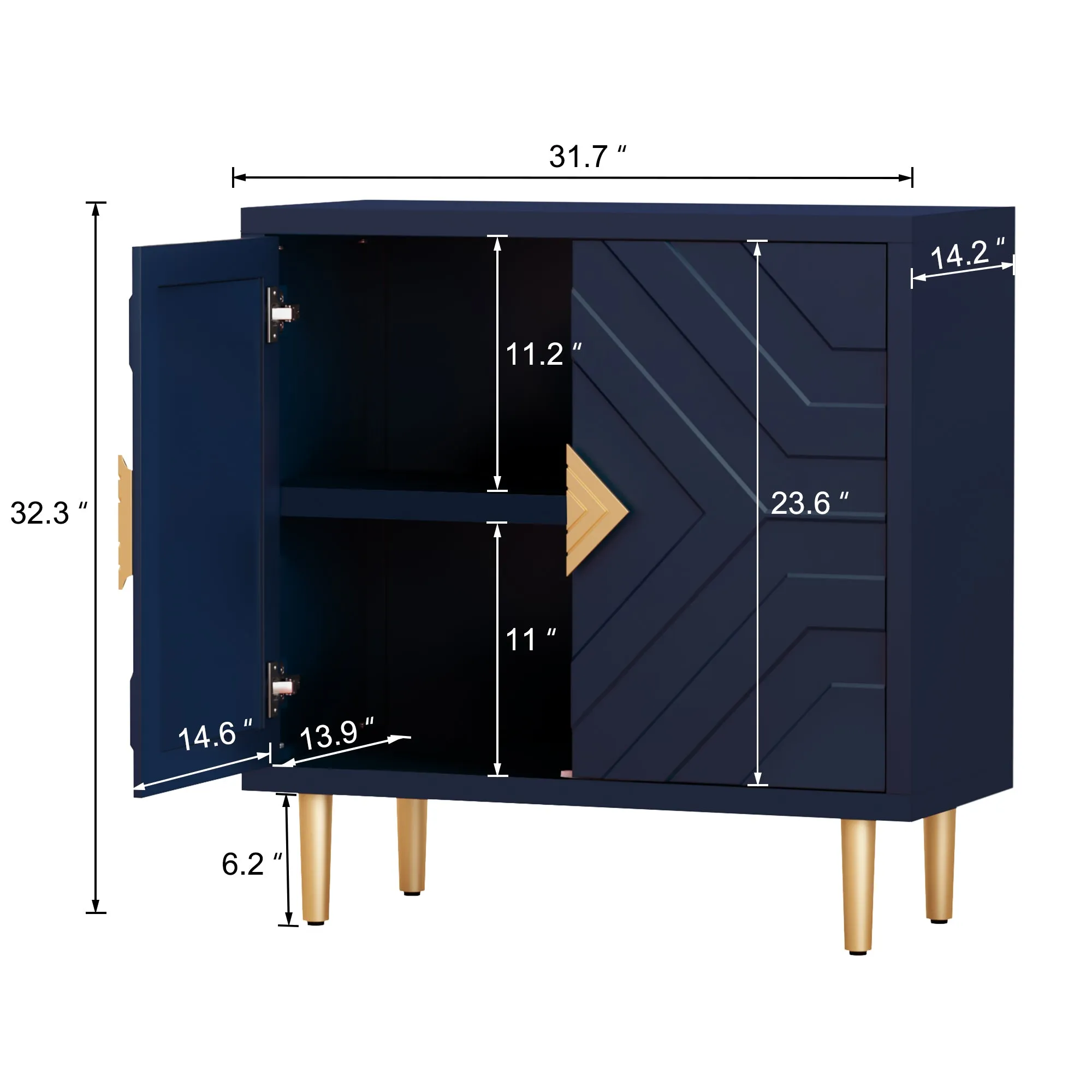 HLR Blue Modern Decorative Embossed Pattern Doors Accent Cabinet Sideboard Buffet Credenza with Storage  Stylish Storage for Living Room, Kitchen, Dining & Hallway