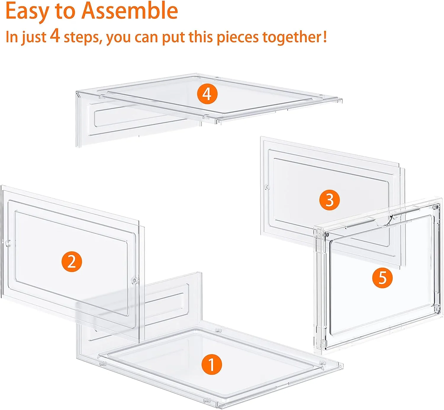 HOMIDEC Shoe Storage, 6 Pack Shoe Organizer Clear Hard Plastic Shoe Box, Shoe Boxes Clear Plastic Stackable, Shoe Boxes with Lids for Size 13, Transparent