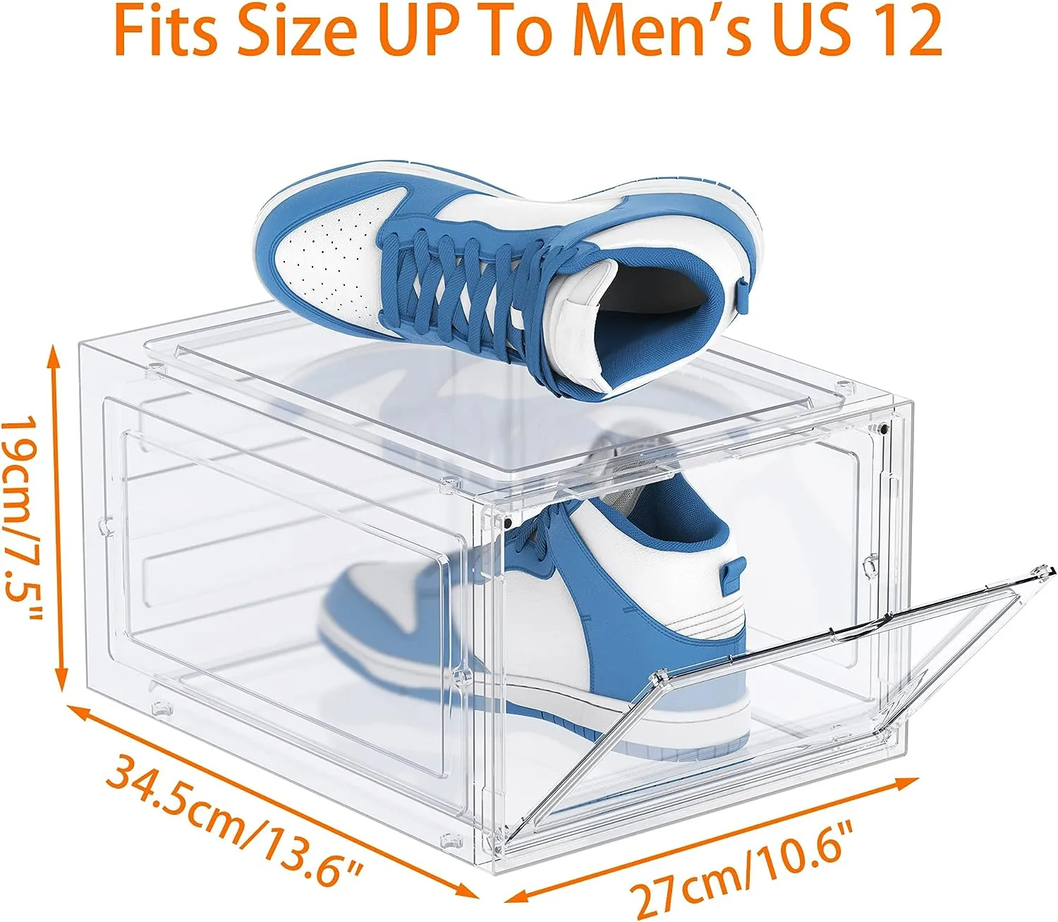 HOMIDEC Shoe Storage, 6 Pack Shoe Organizer Clear Hard Plastic Shoe Box, Shoe Boxes Clear Plastic Stackable, Shoe Boxes with Lids for Size 13, Transparent