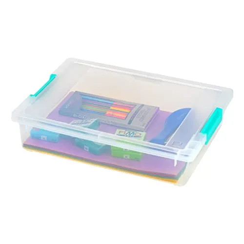 IRIS USA 4Pack 5.5qt Large Clear Plastic Storage Container Clip Box with Latching Lids, Blue