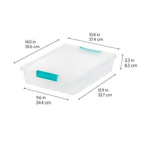 IRIS USA 4Pack 5.5qt Large Clear Plastic Storage Container Clip Box with Latching Lids, Blue