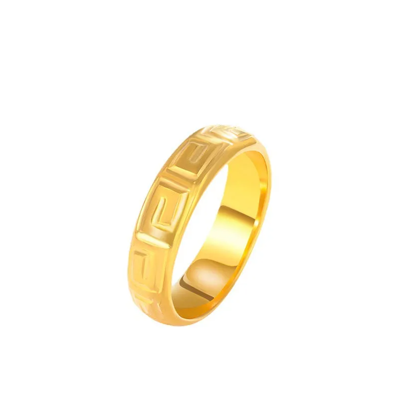 Jewelry Alloy Plated 24K Gold Couple Ring Retro Pattern Ring Fashion Personalized Ring