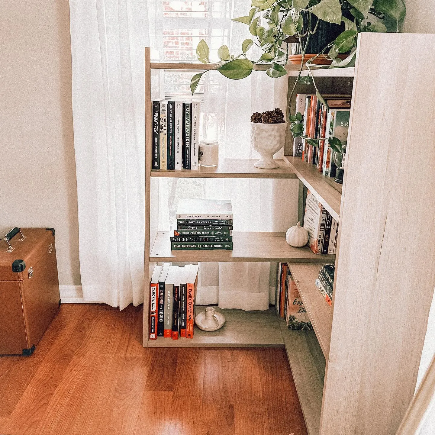 Kaboon 4-Tier Shelving Unit--Oak