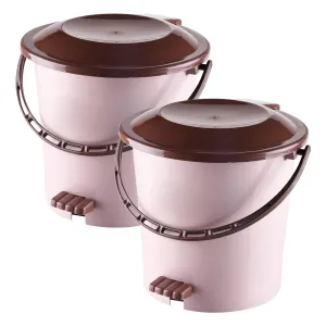 Kuber Industries Pedal Dustbin|Plastic Pedal Dustbin|Kitchen Waste Paper Bin|Dustbin For Bedroom|5 Liter Dustbin|Pack of 2 (Peach)