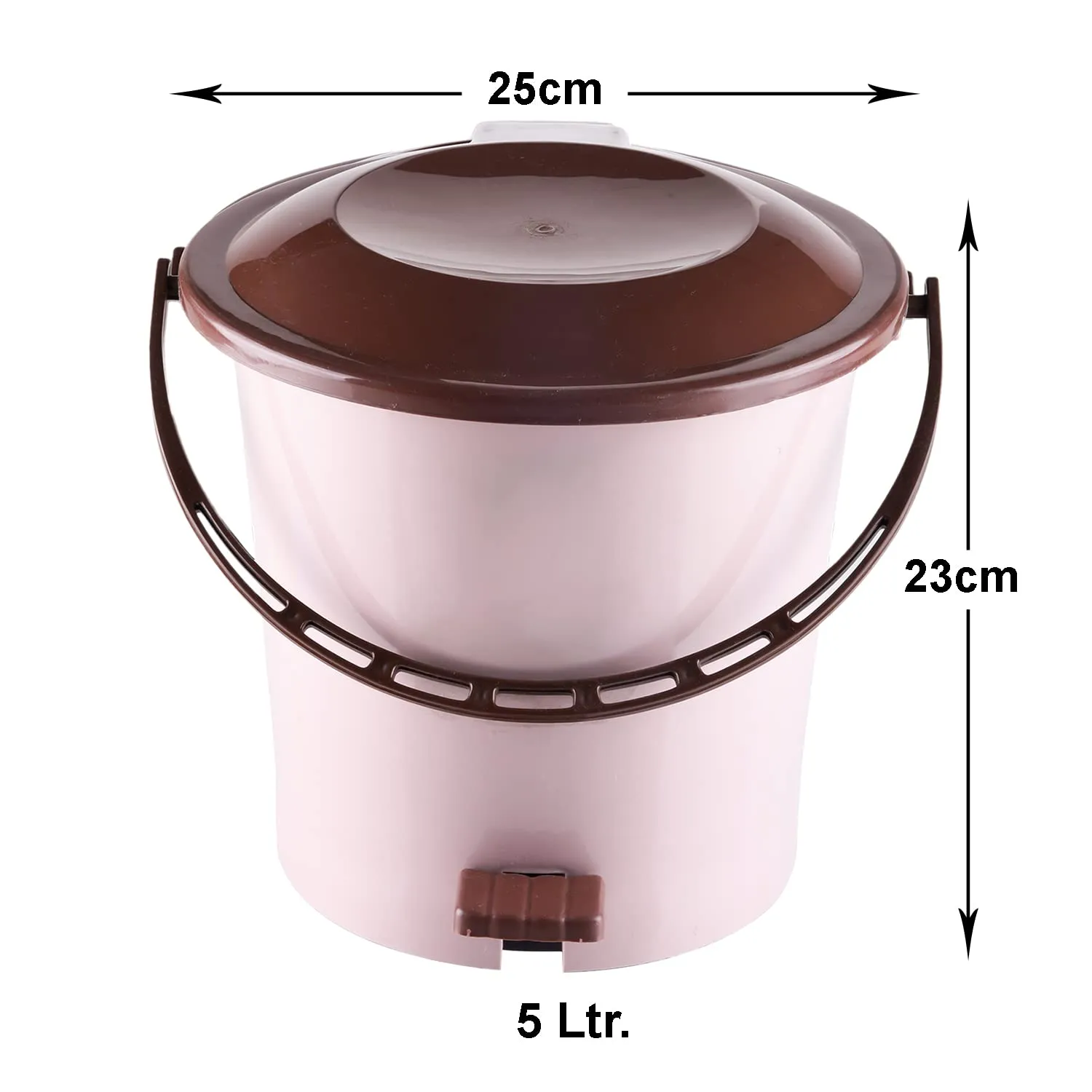 Kuber Industries Pedal Dustbin|Plastic Pedal Dustbin|Kitchen Waste Paper Bin|Dustbin For Bedroom|5 Liter Dustbin|Pack of 3 (Peach)