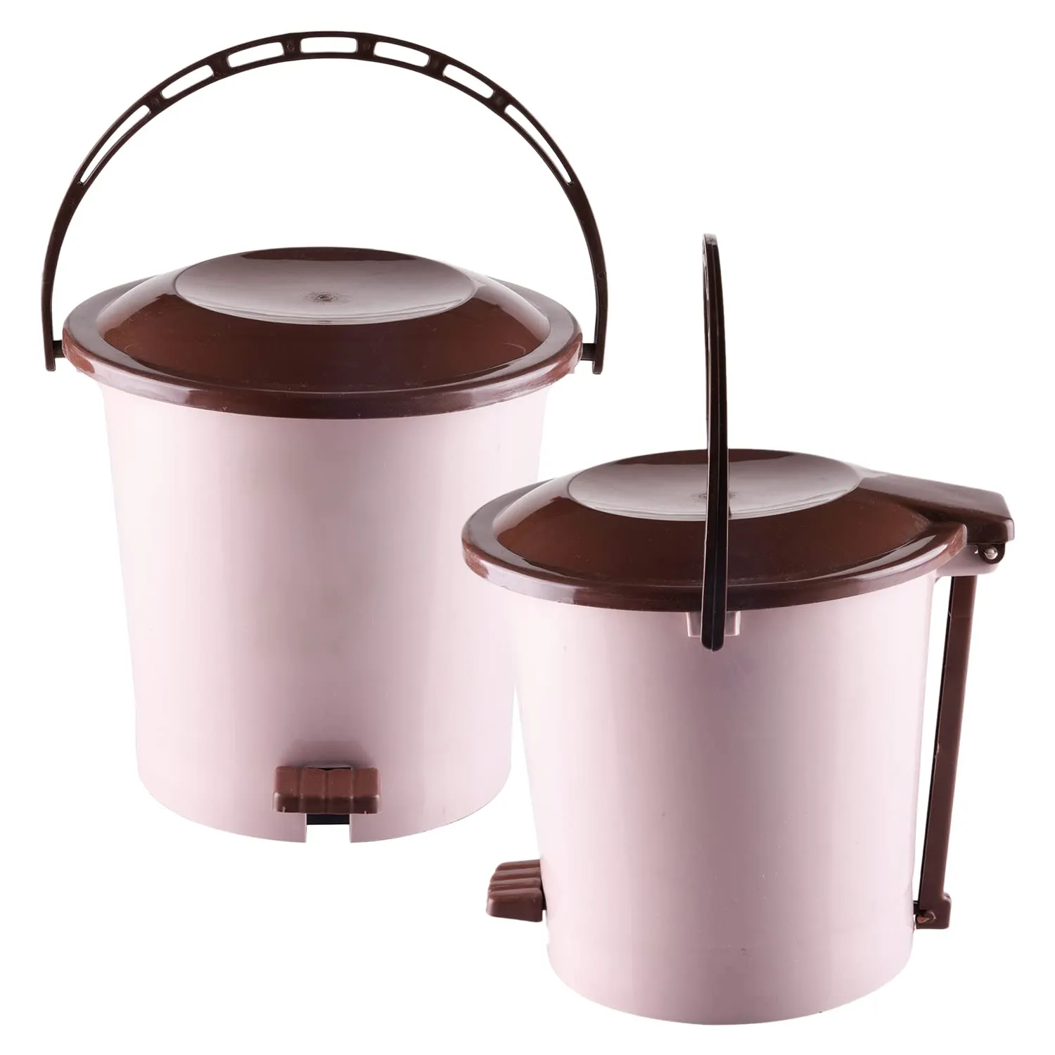 Kuber Industries Pedal Dustbin|Plastic Pedal Dustbin|Kitchen Waste Paper Bin|Dustbin For Bedroom|5 Liter Dustbin|Pack of 3 (Peach)