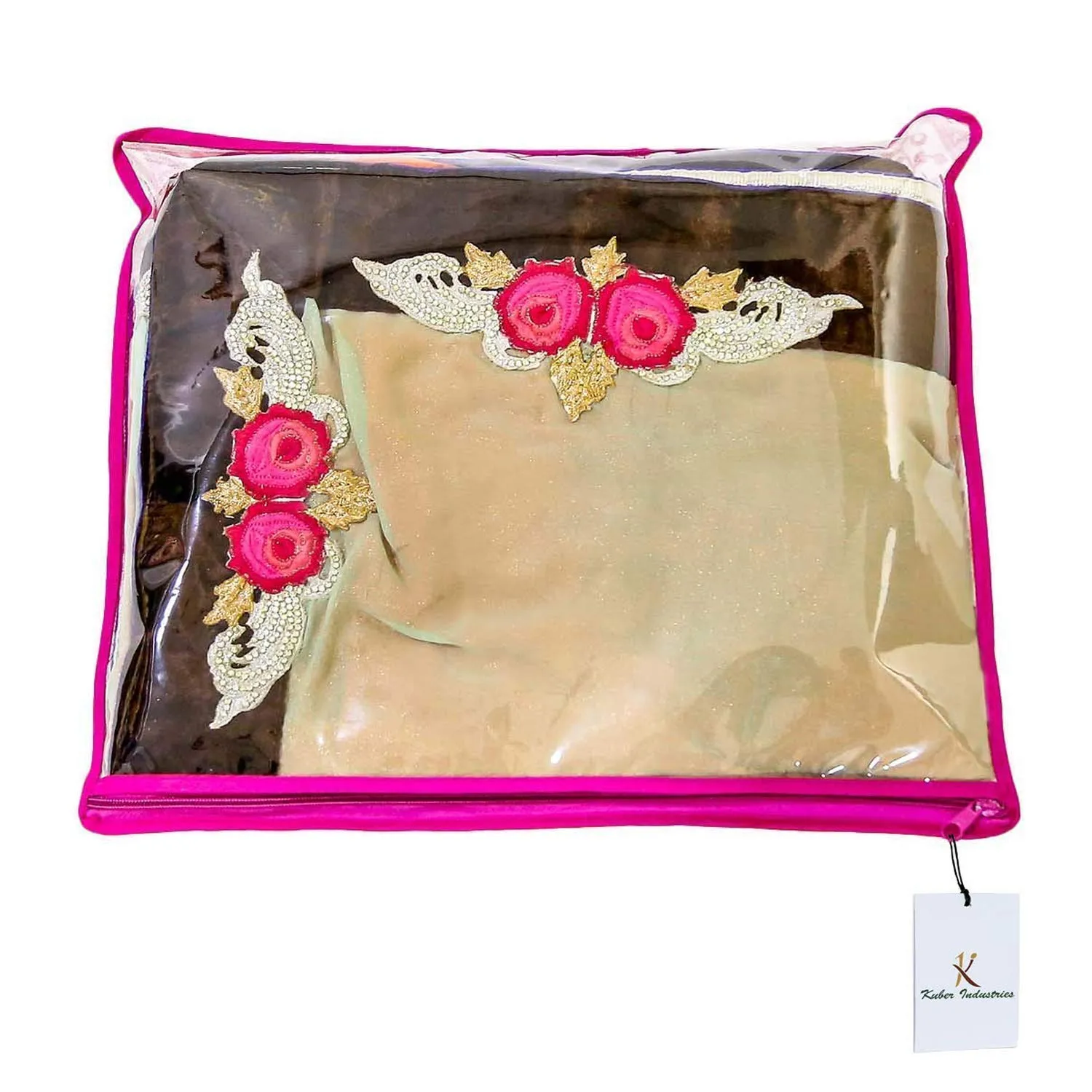 Kuber Industriestm Single Saree Cover 12 Pcs Set (Pink)