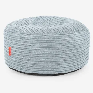 Large Round Footstool - Cord Baby Blue