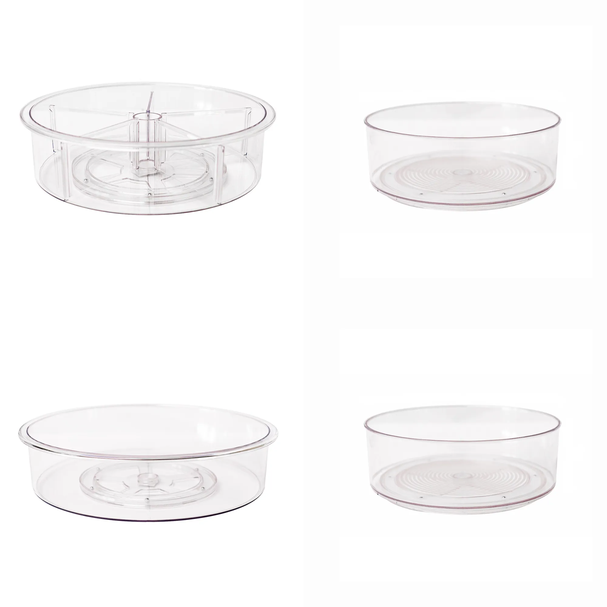 Lazy Susie Pack of 4 – Divided 5 Compartment, Large & (2) Small
