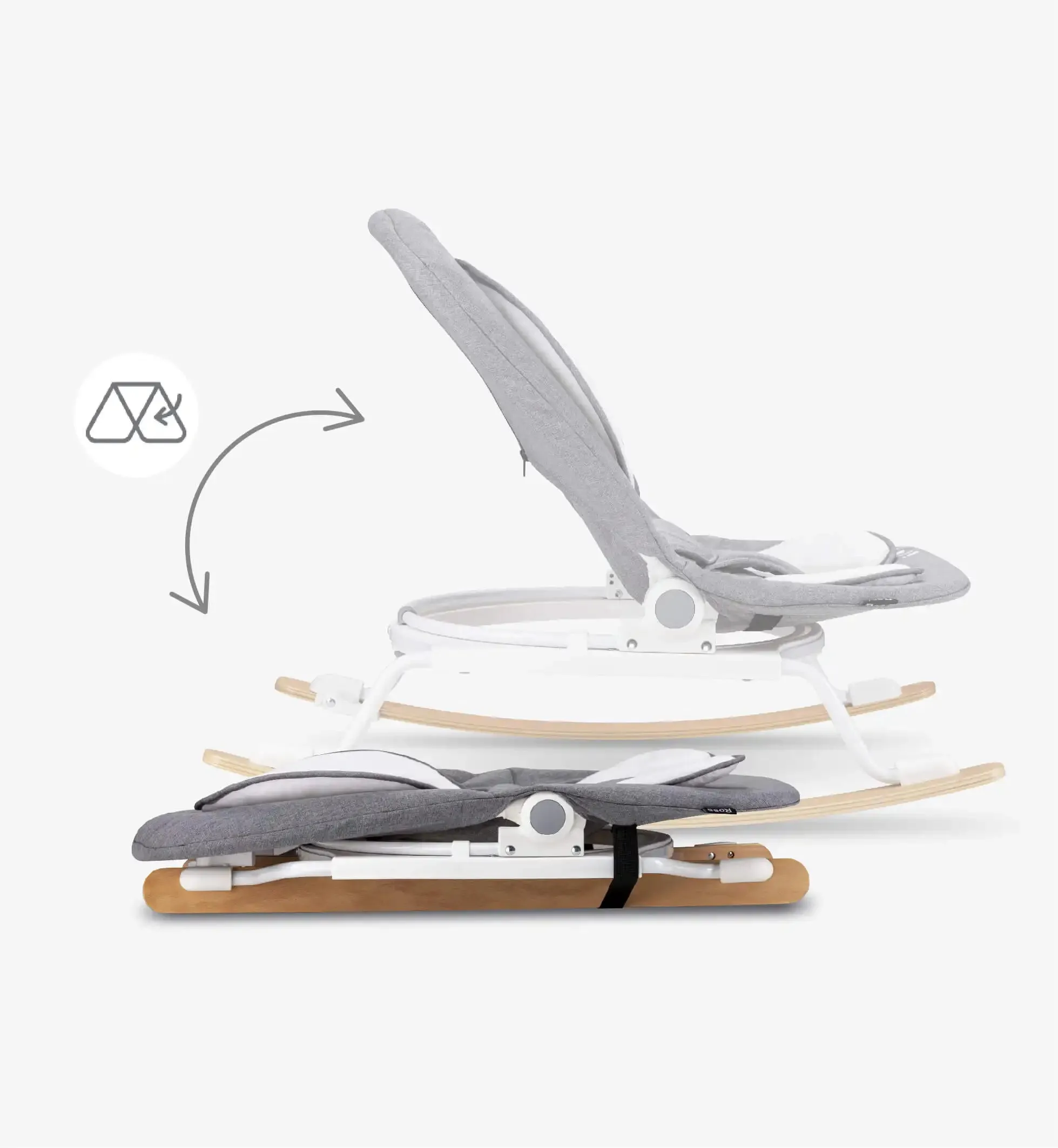 Lionelo Rosa Baby Rocker (Stone Grey and White)