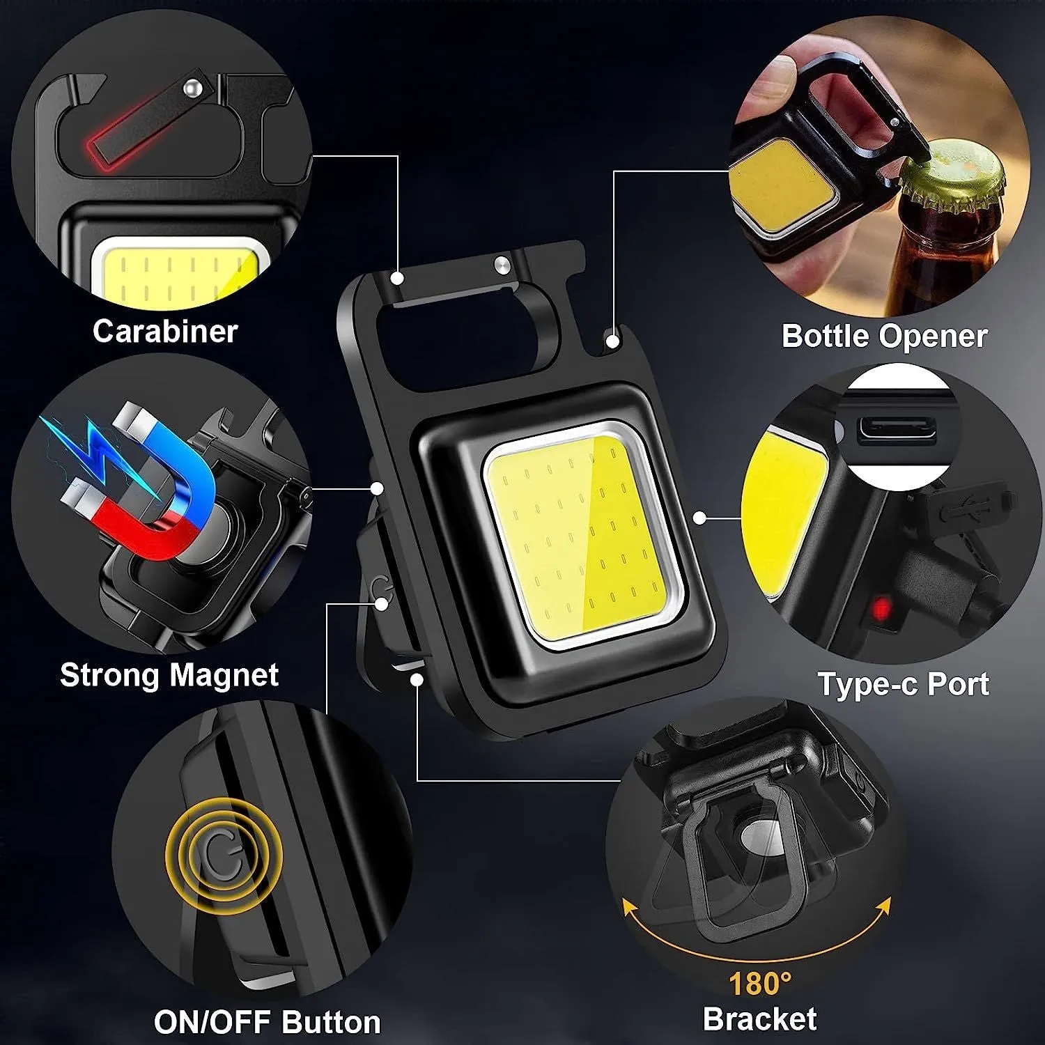 Mini COB Rechargeable Keychain Light