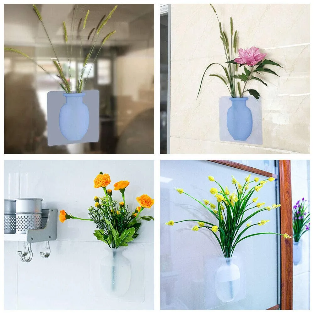 Nika Silicone Sticky Floret Wall Vase (Medium, Multicolour)