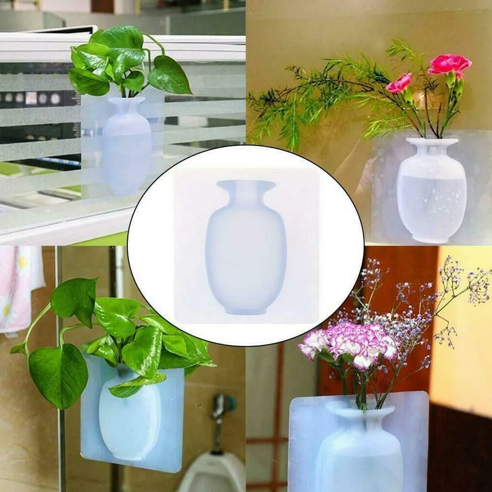 Nika Silicone Sticky Floret Wall Vase (Medium, Multicolour)
