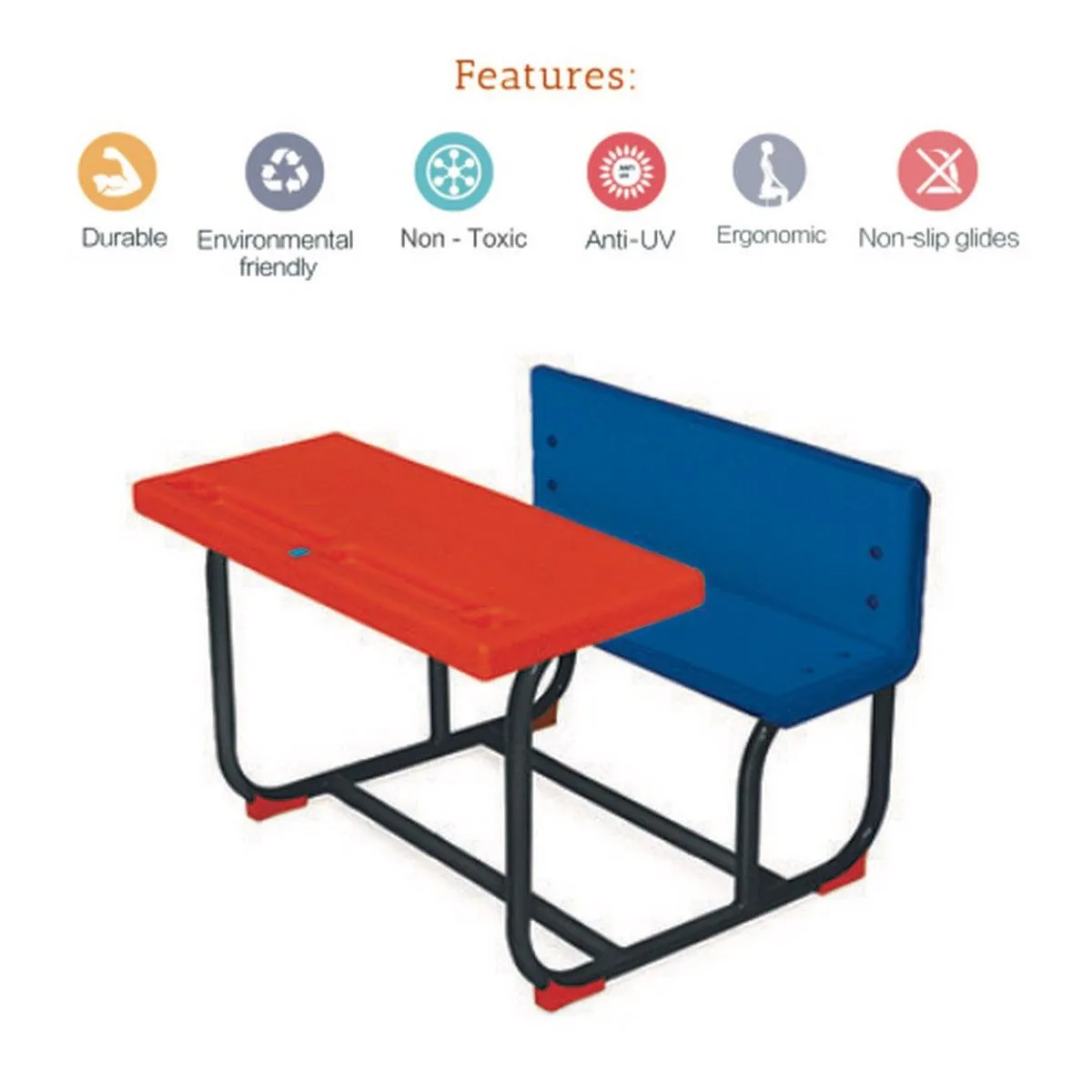 Ok Play Little Scholars, Desk‚ Chair Arrangement For 8 Children, Perfect For Home And School, Red & Blue, 5 to 10 Years