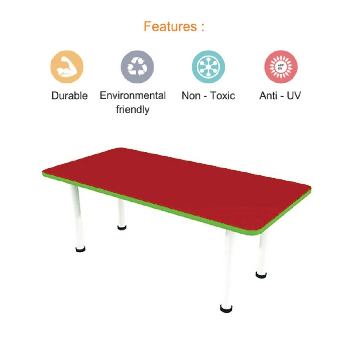Ok Play Rectangular Table Wooden, Study Desk, Activity Table, Plastic Chair, Perfect For Home, Creches And School, 2 to 4 Years
