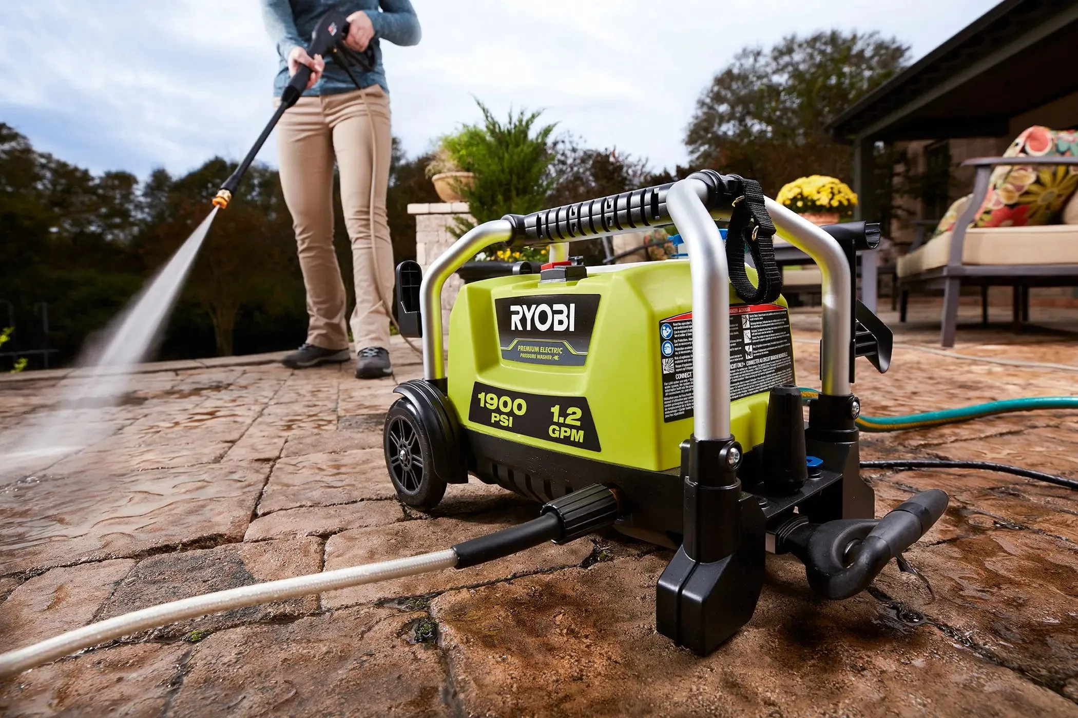 Open Box -  RYOBI 1900 PSI 1.2 GPM Cold Water Wheeled Electric Pressure Washer