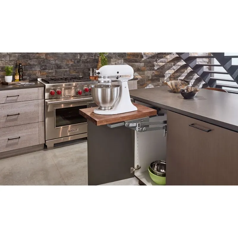 RAS Series Silver Base Cabinet Appliance Lift Shelf Kit (12" x 22.5" x 20.63")