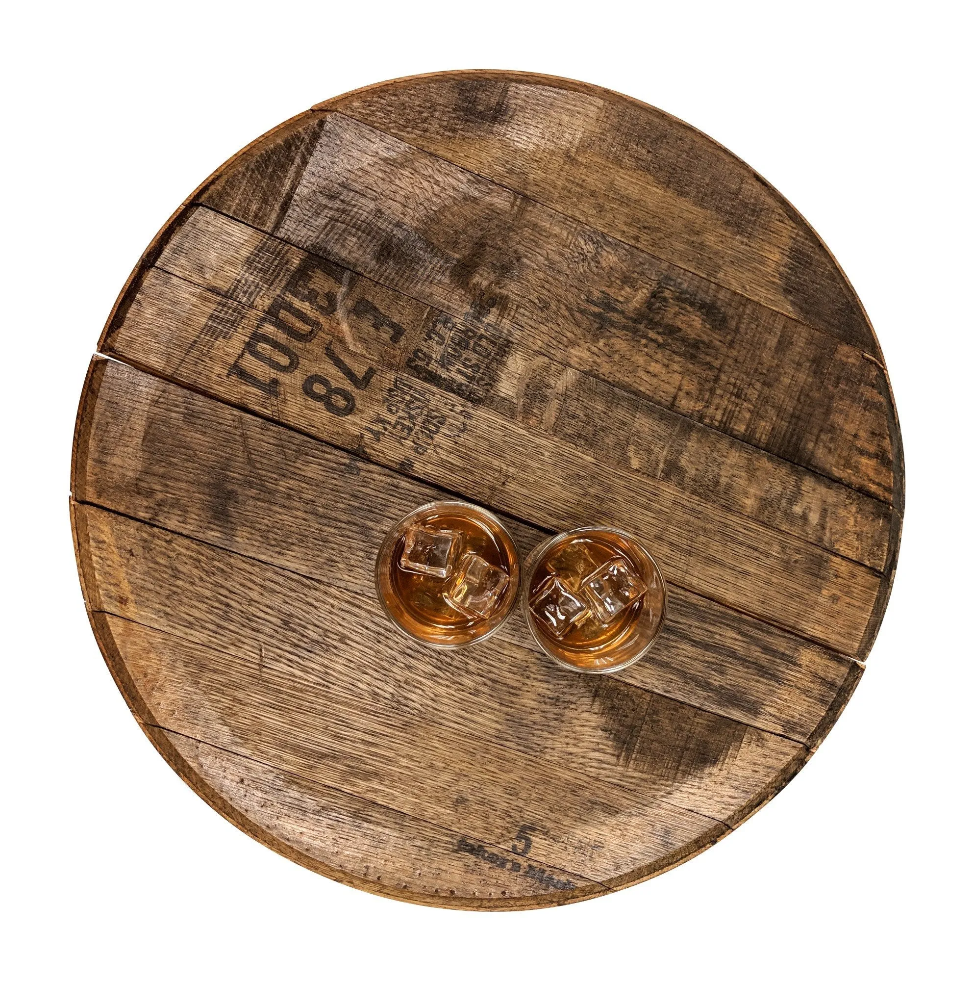 Reclaimed Bourbon Barrel Head Lazy Susan