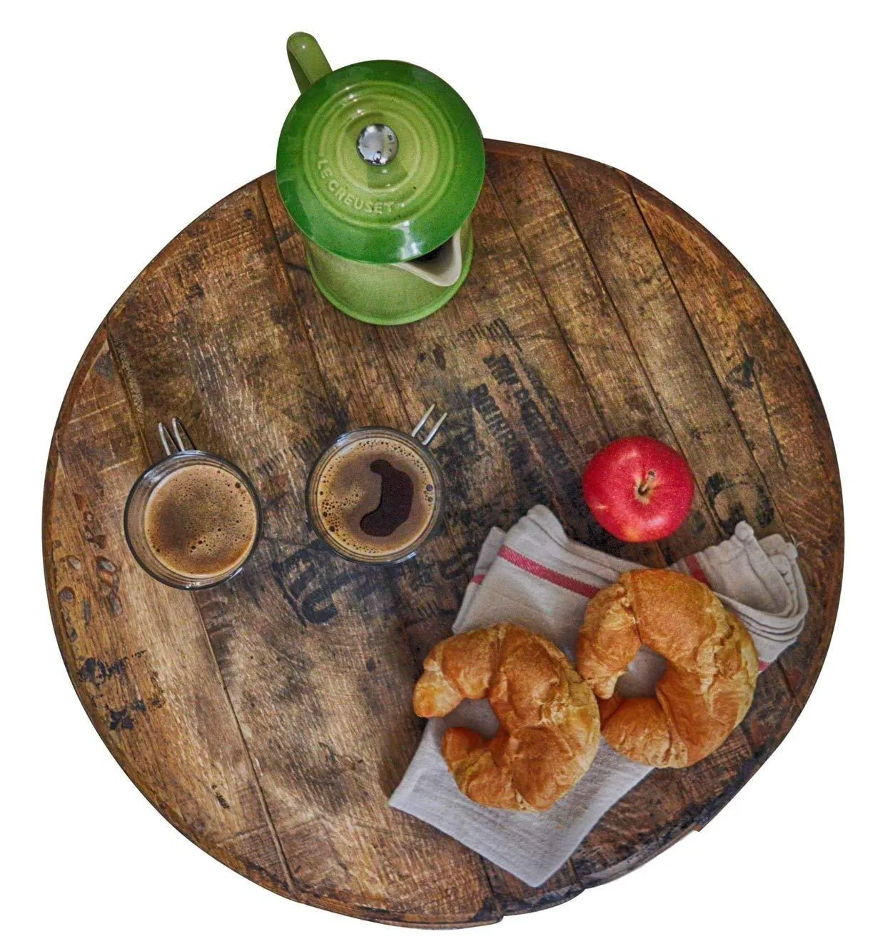 Reclaimed Bourbon Barrel Head Lazy Susan