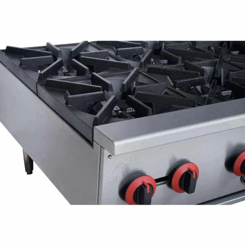 Saba - HP-6 Commercial 36" 6 Burner Hotplate Cooktop Natural Gas/Liquid Propane