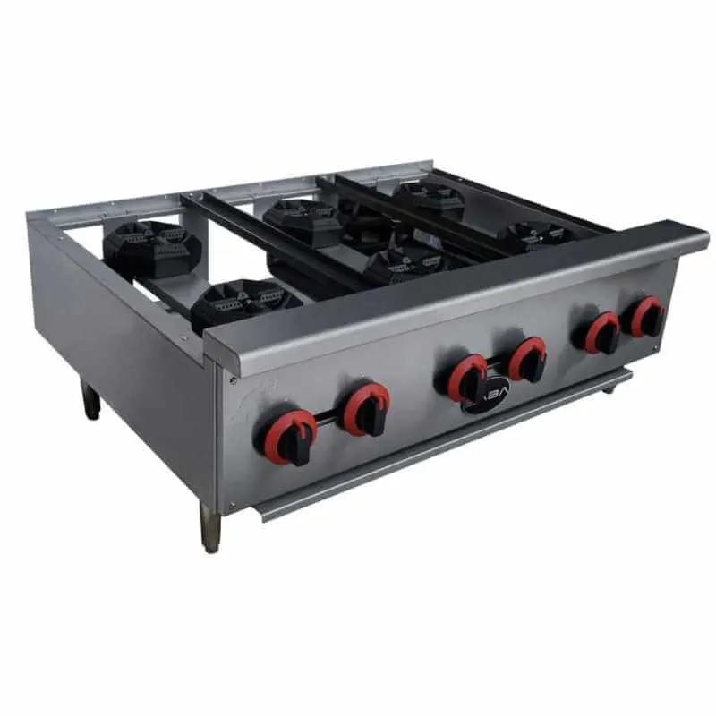 Saba - HP-6 Commercial 36" 6 Burner Hotplate Cooktop Natural Gas/Liquid Propane