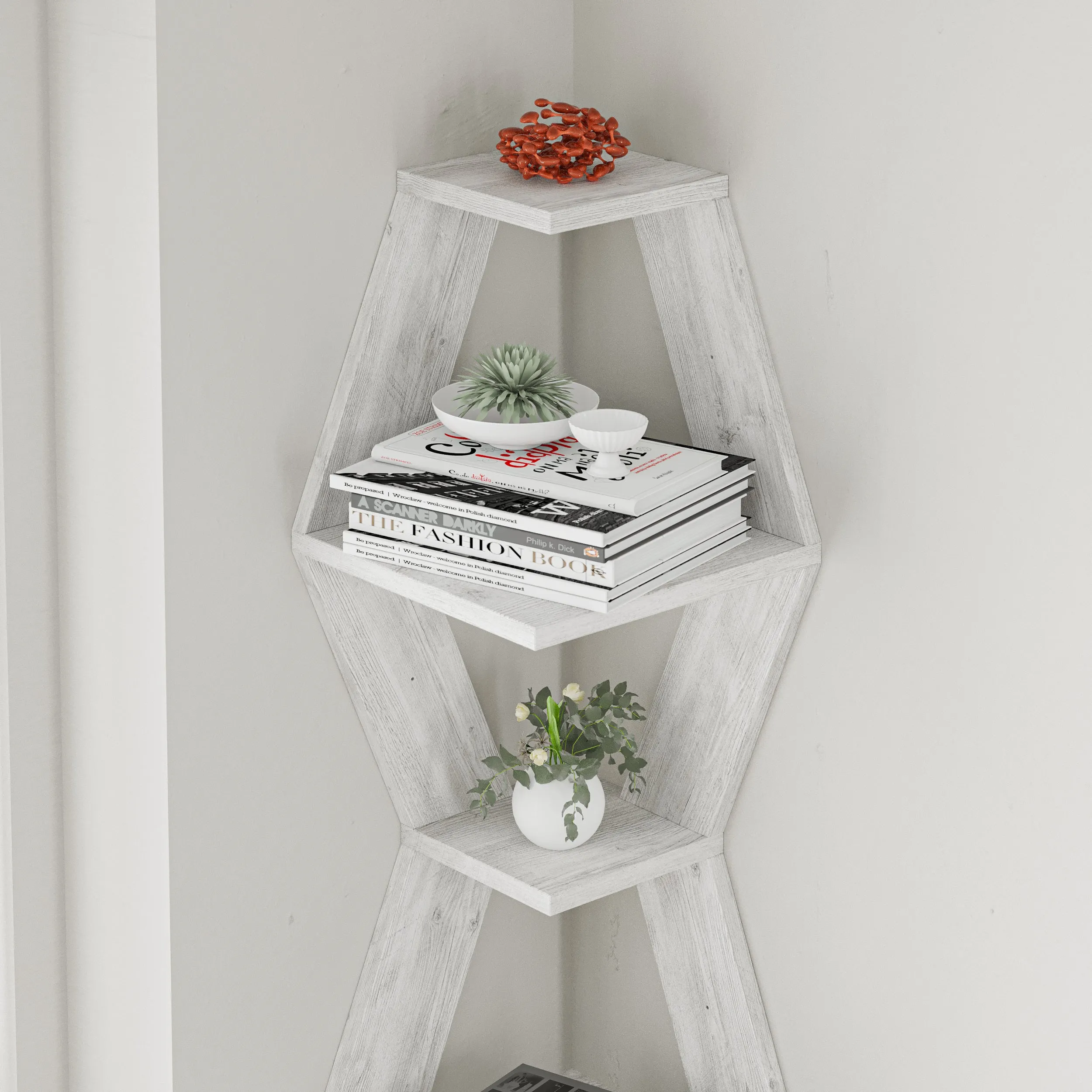 Sablor Modern Corner Shelf 86cm Narrow