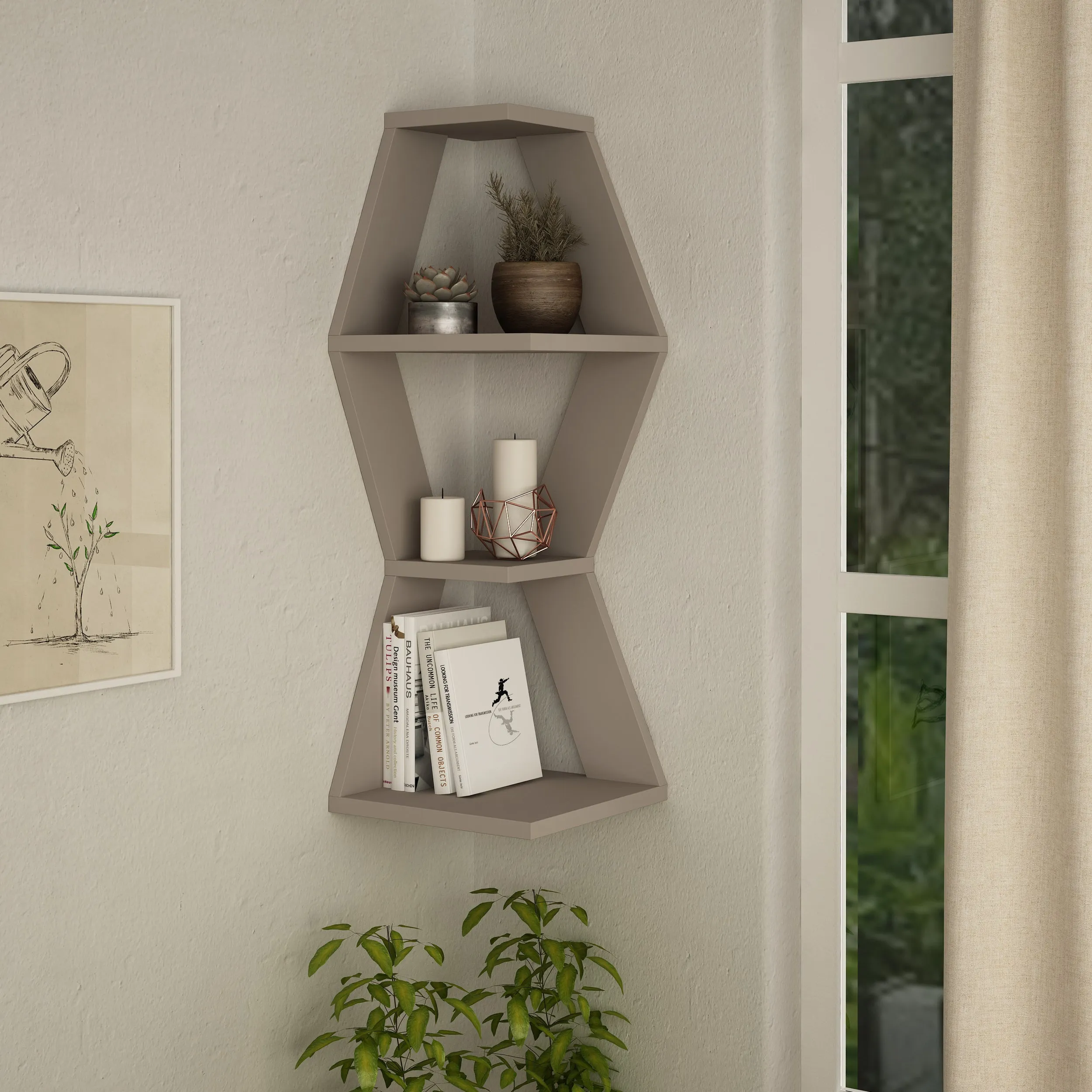 Sablor Modern Corner Shelf 86cm Narrow