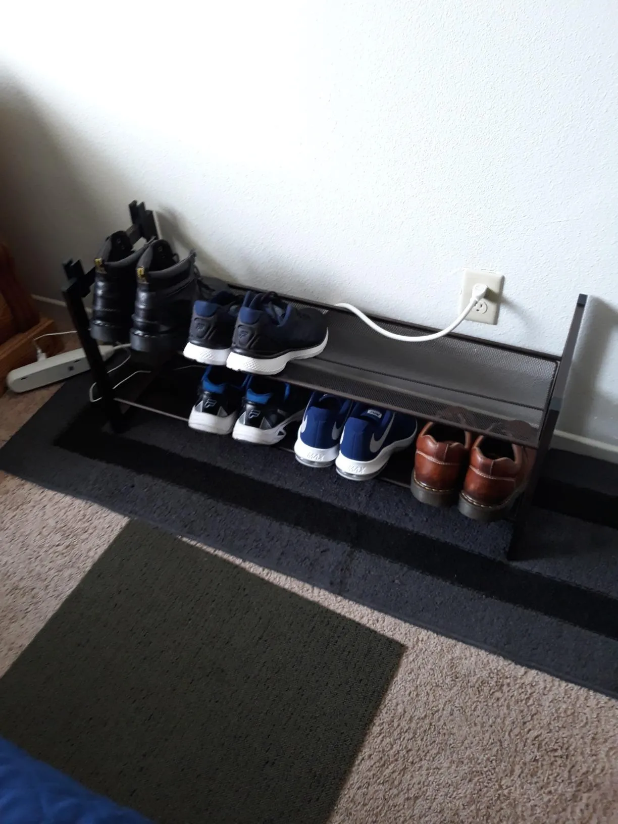 Shoe Rack, 2-Tier Stackable Shoe Storage Shelf, Metal Mesh, Flat or Angled Shoe Organizer for 8 to 10 Pairs of Shoes