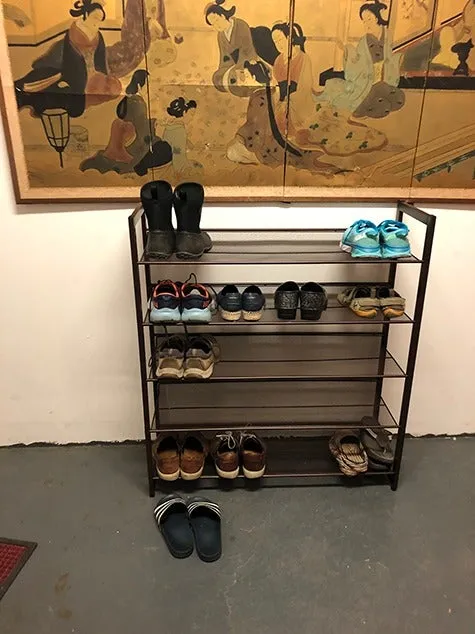 Shoe Rack, 5-Tier Stackable Shoe Storage Shelf, Metal Mesh
