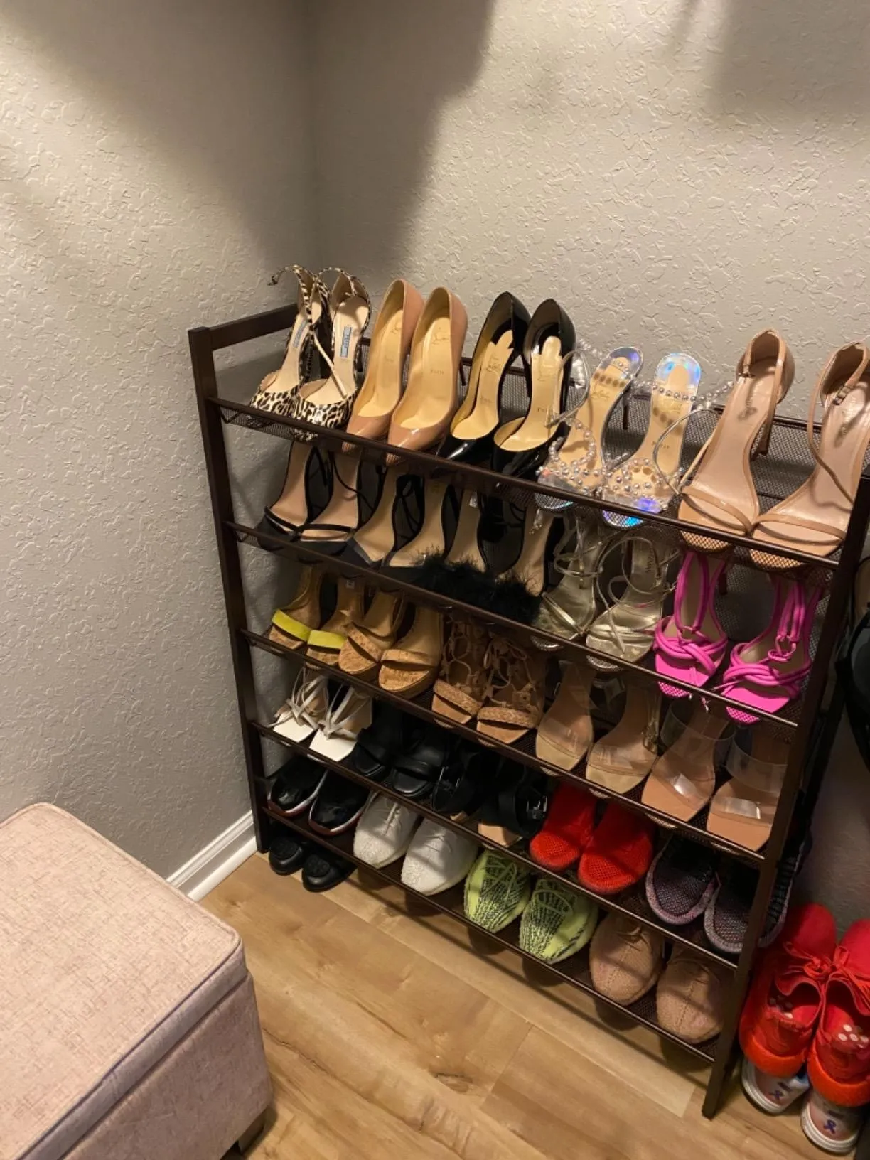 Shoe Rack, 5-Tier Stackable Shoe Storage Shelf, Metal Mesh