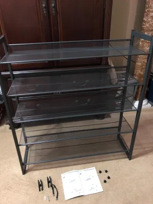 Shoe Rack, 5-Tier Stackable Shoe Storage Shelf, Metal Mesh
