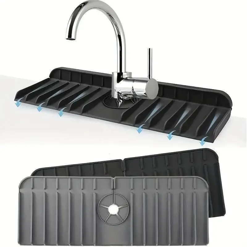 Silicone Kitchen Faucet Mat & Sponge Holder: Wall-Mounted Space Saver