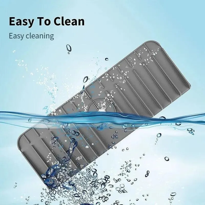 Silicone Kitchen Faucet Mat & Sponge Holder: Wall-Mounted Space Saver