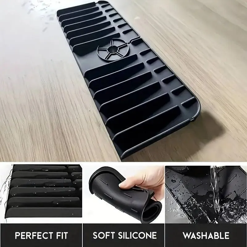 Silicone Kitchen Faucet Mat & Sponge Holder: Wall-Mounted Space Saver