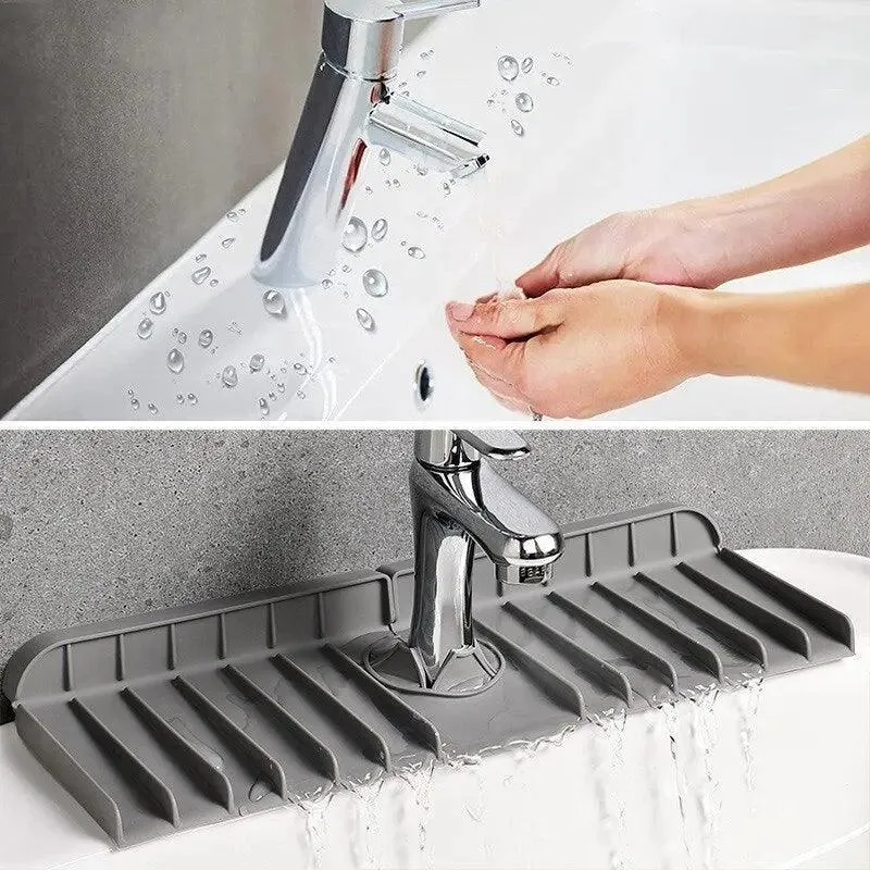 Silicone Kitchen Faucet Mat & Sponge Holder: Wall-Mounted Space Saver