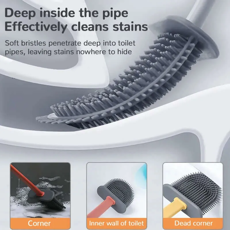 Silicone Toilet Brush Cleaner With Holder