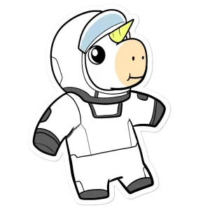 Space Unicorn Cartoon - Bubble-free stickers